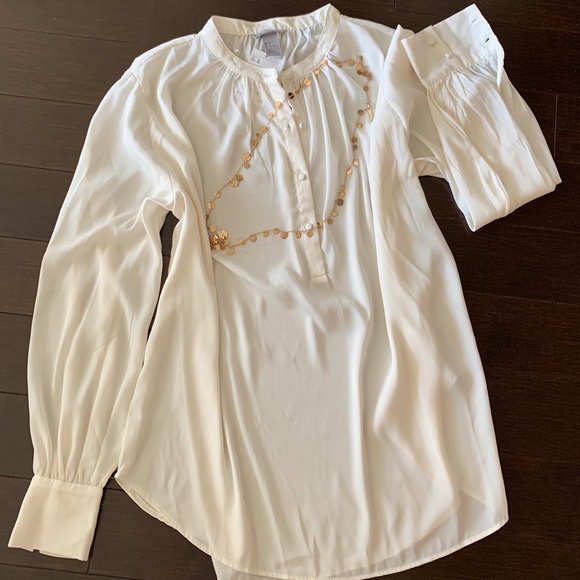 H&M NWT White Long Sleeve Blouse Top - Picture 3 of 5